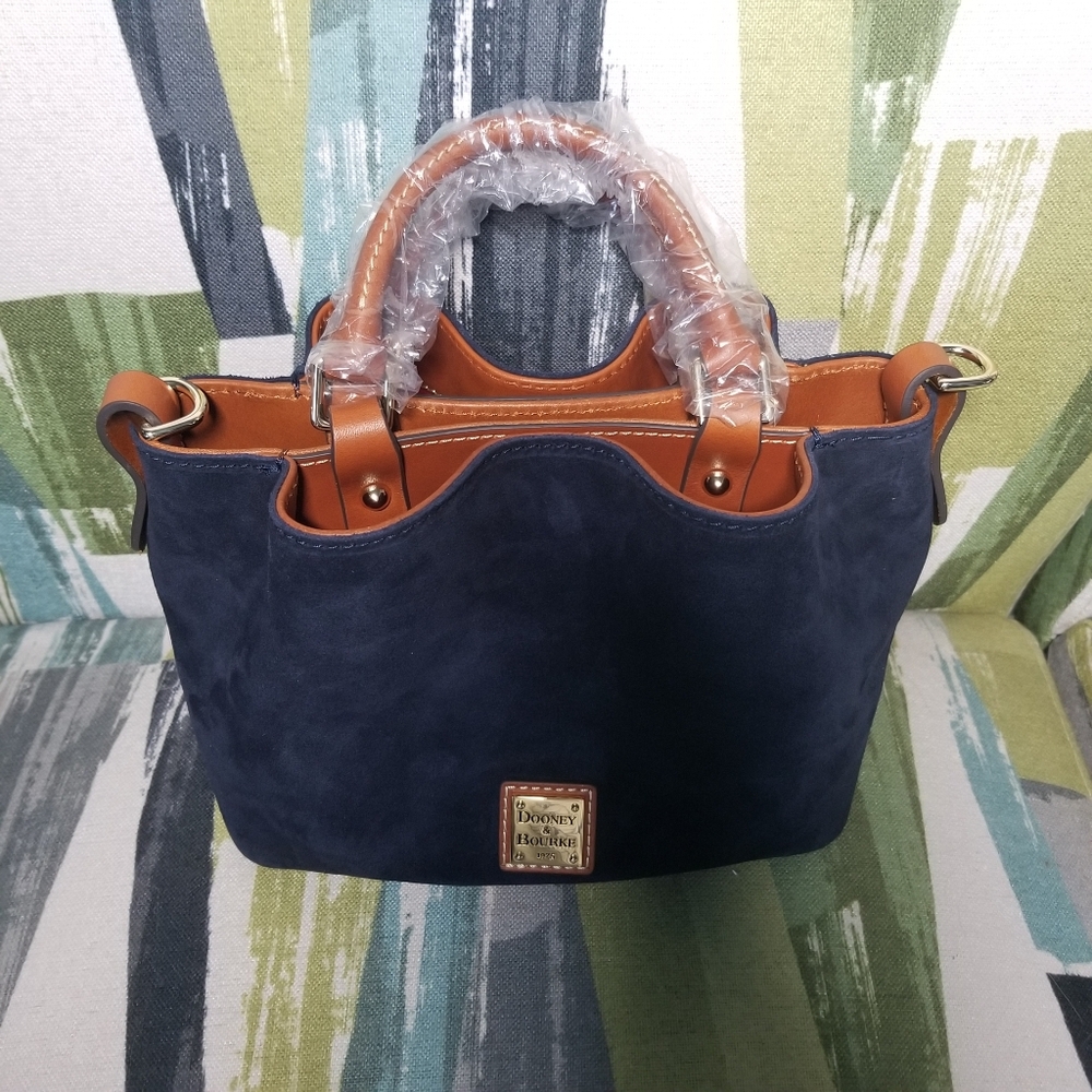 Dooney & Bourke Suede Mini Barlow Satchel In Navy Chic Purse - Picture 7 of 12